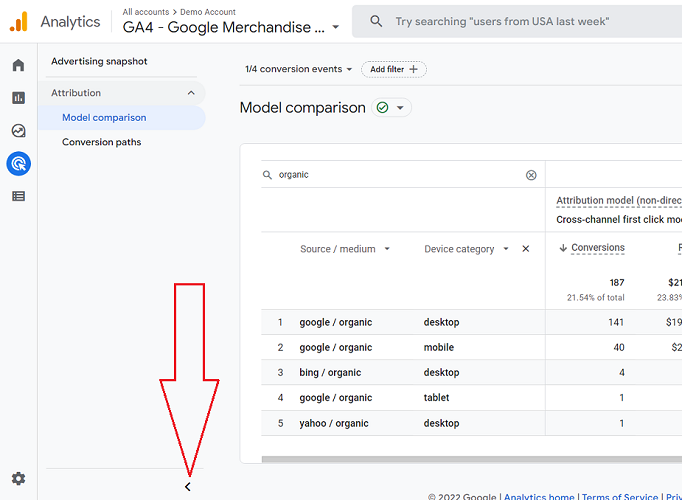 see the Model Comparison report in the full view mode