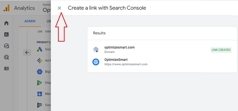 Close the overlay by clicking on the cross button