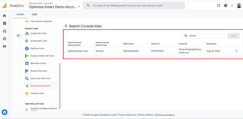 search console links google analytics 4