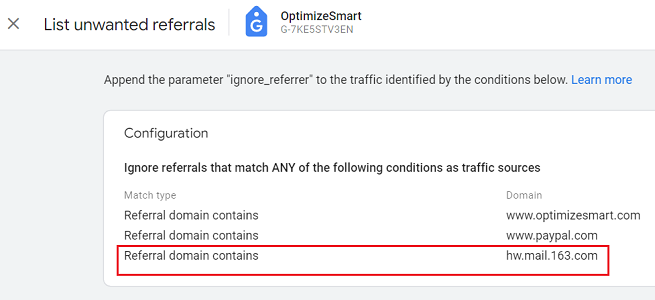 Self-referral Google Analytics 4 - Referral exclusion GA4