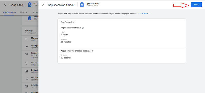 save Adjust the timer for ‘engaged sessions