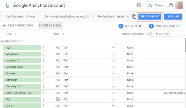 کانکتور google analytics ایجاد گزارش