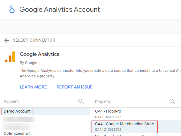 Google Data Studio Tutorial 2023 با کتاب الکترونیکی PDF رایگان - Looker Studio 35 ویژگی انتخاب کانکتور google analytics