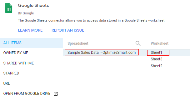 select google sheet