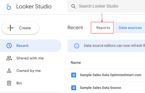 reports tab