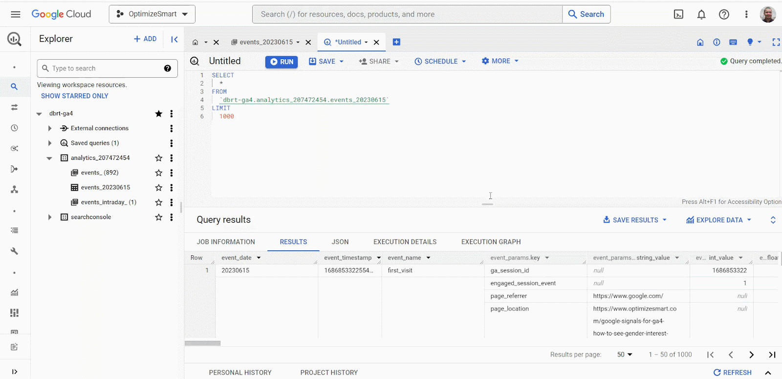 Understanding the BigQuery User Interface - Optimize Smart