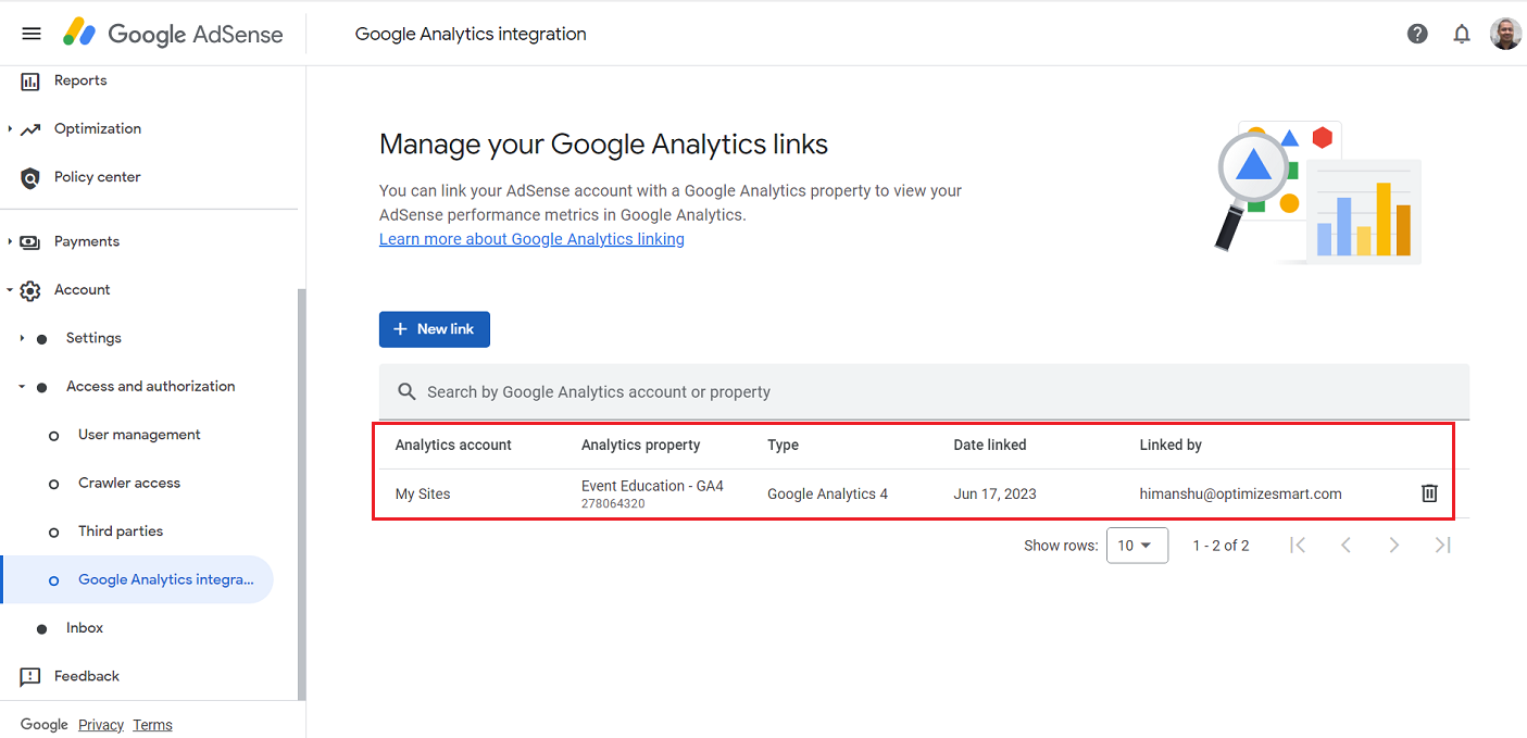How to link Google Analytics 4 with Adsense