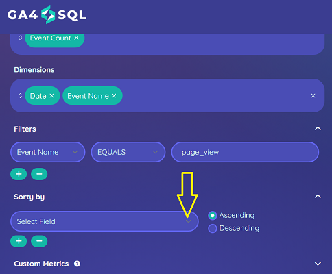 Click on the ‘Select Field‘ drop down menu and then select ‘Date