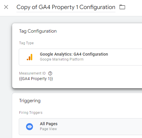 How to use two Google Analytics codes on one page 14 Copy of GA4 Property 1 Configuration