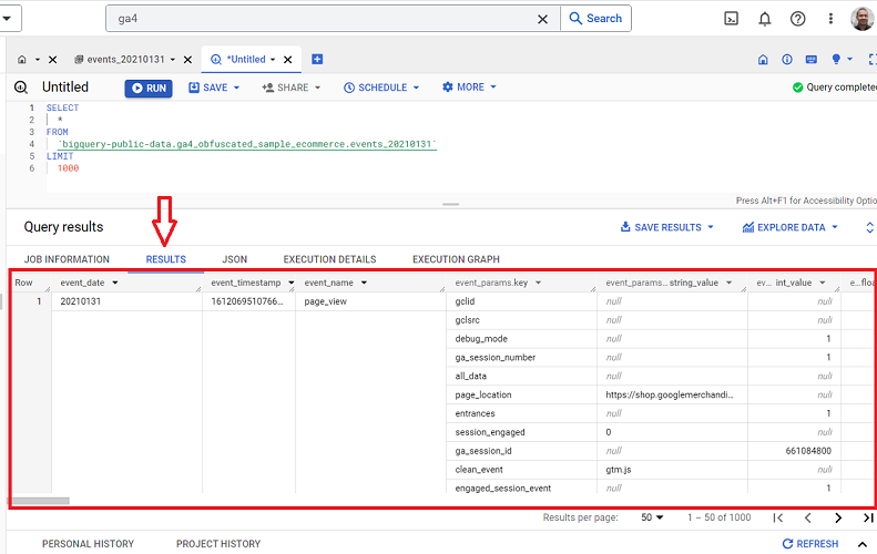 How to access GA4 Sample Data in BigQuery