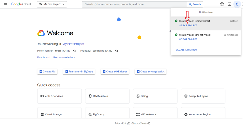 How to create a new BigQuery project - Optimize Smart