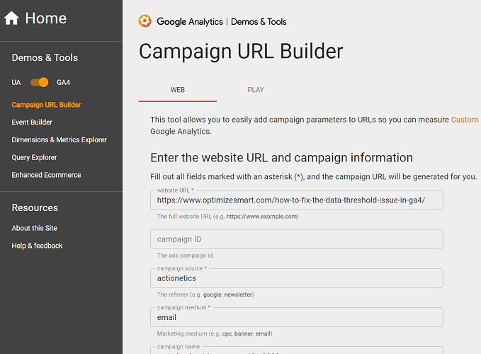 Google Analytics Campaign URL Builder