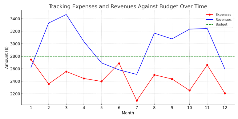 tracking expenses and revenue against budget over time