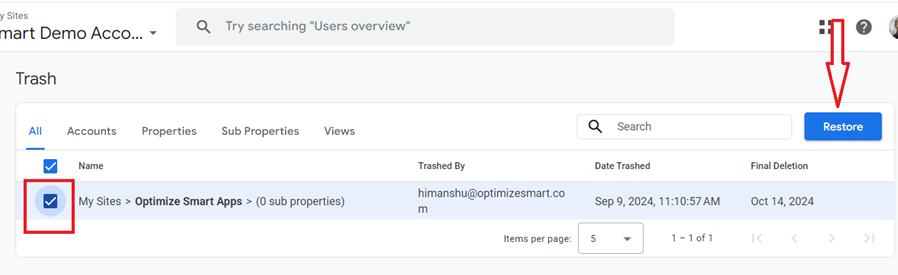 To restore an account