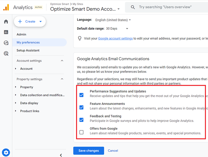 Your email communication preferences