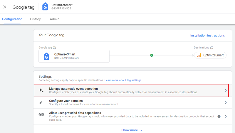 Manage automatic event detection ga4