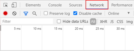 Click on the Network Tab