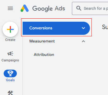 Click the Conversions drop down