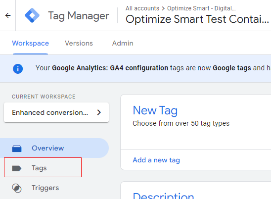 click Tags from the navigation menu