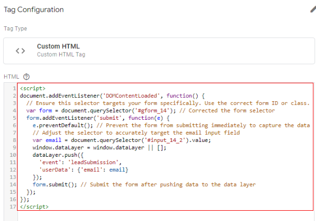 custom html tag gtm