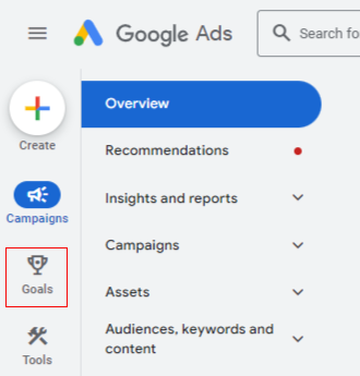 google ads goals
