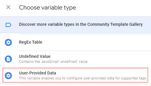 variable type as User Provided Data