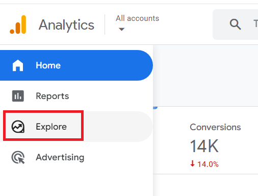 Navigate to ‘Explore in your GA4 property 1