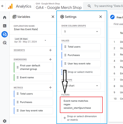 add the following dimension filter to your report