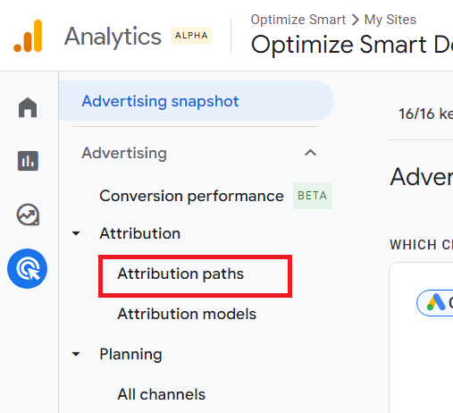 Click on ‘Attribution Paths under ‘Attribution