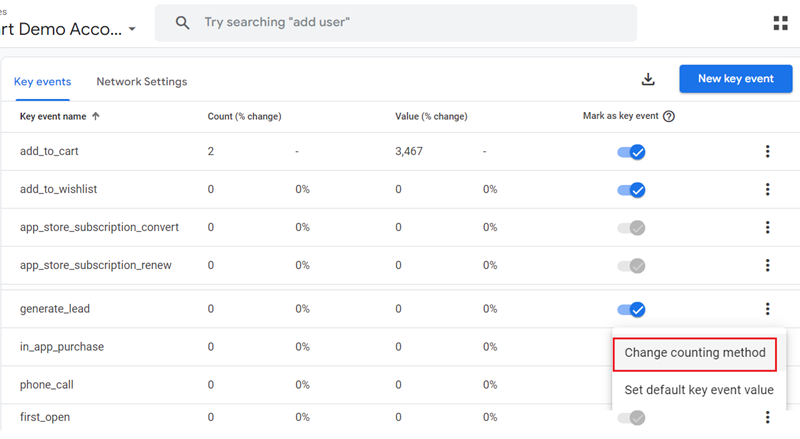 Click on ‘Change counting method