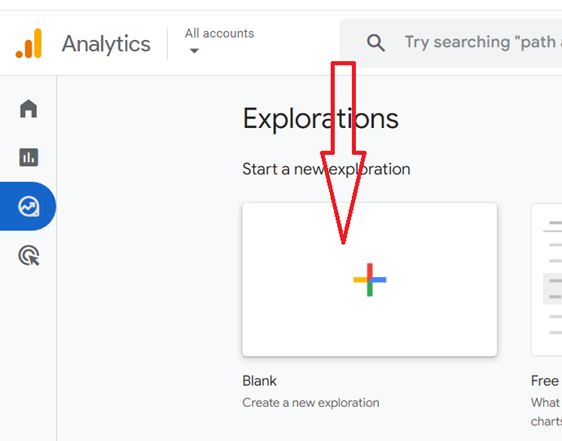 Create a new exploration using the blank template