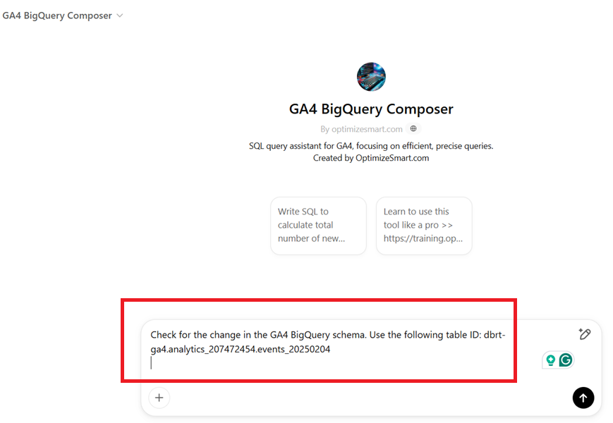check for the change in ga4 bigquery schema