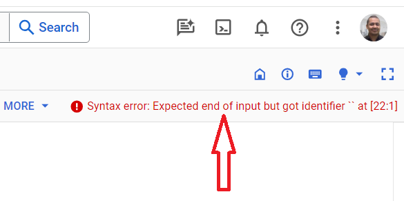 syntax error